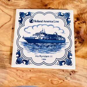 Holland America Line Cruiseline Ms Ryndam III 1994 Ceramic Coaster